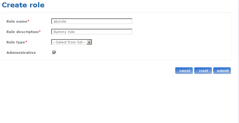 Create role screen