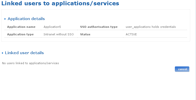 Linked users to application/service screen