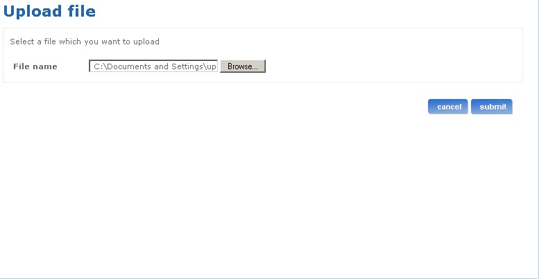 Upload bulk load file screen
