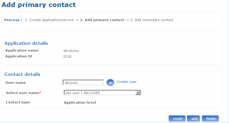 Add primary contact screen