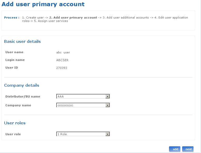 Add user primary account