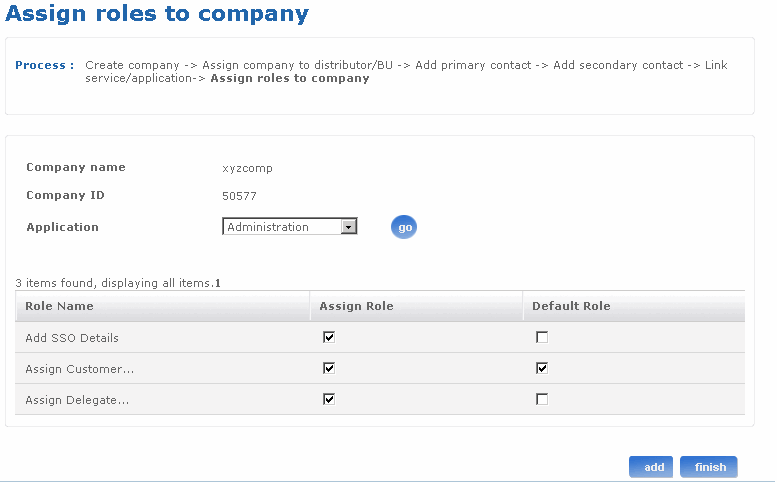 Assign roles to company screen