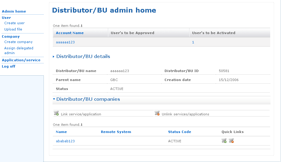 Admin home page for DAM