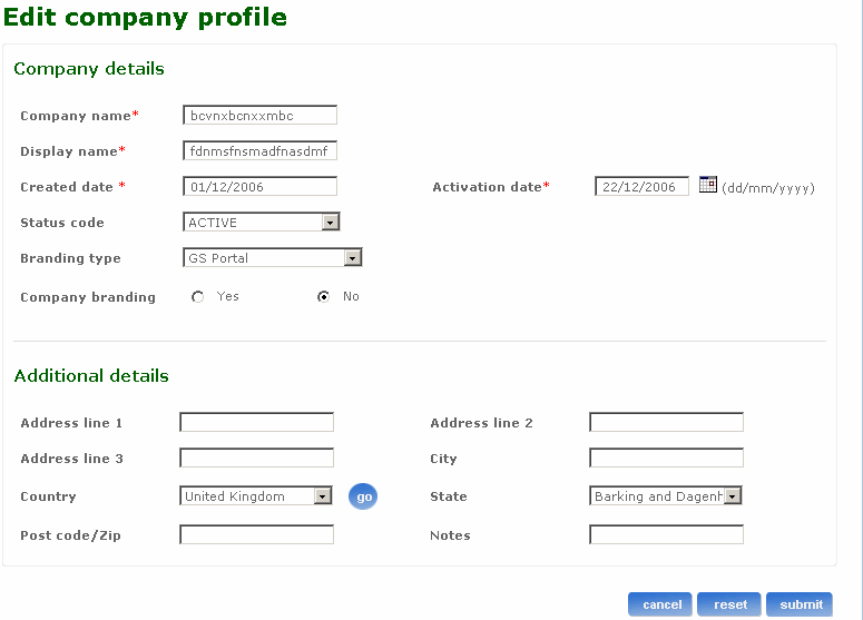 Edit company profile