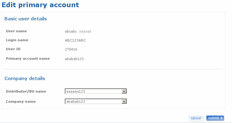 Edit primary account