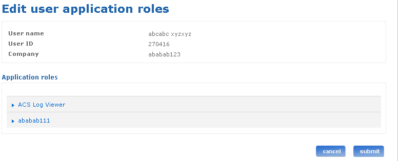 Edit user application roles