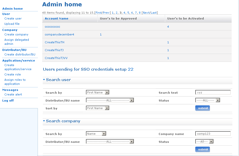 Help desk admin home page
