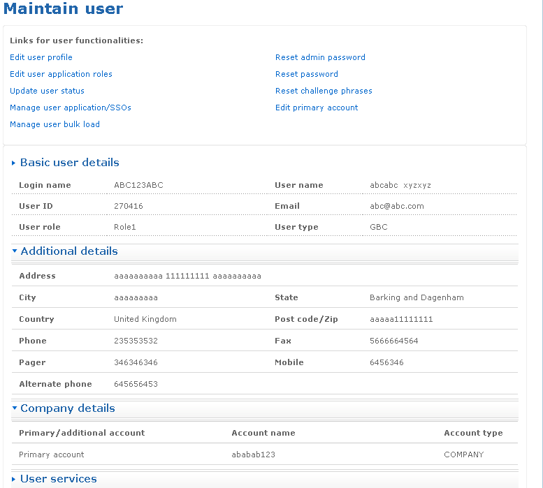 Maintain user screen