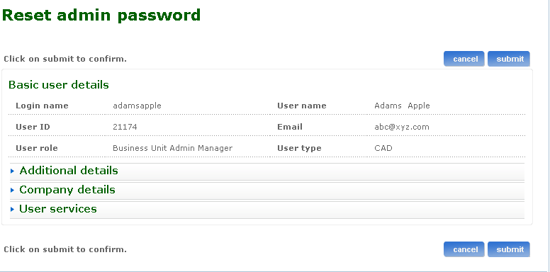 Reset admin password