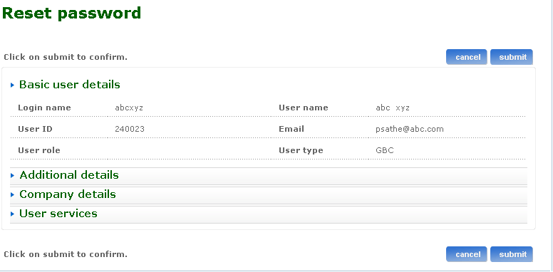 Reset password