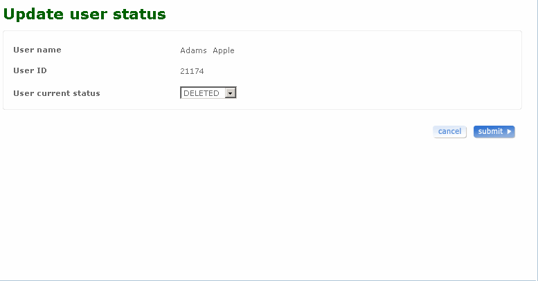 Update user status screen